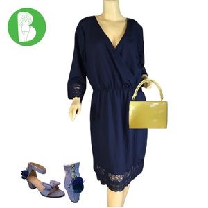 ALMOST FAMOUS BLUE DRESS WITH CROCHET LACE HEM DETAILS NWT (1X)